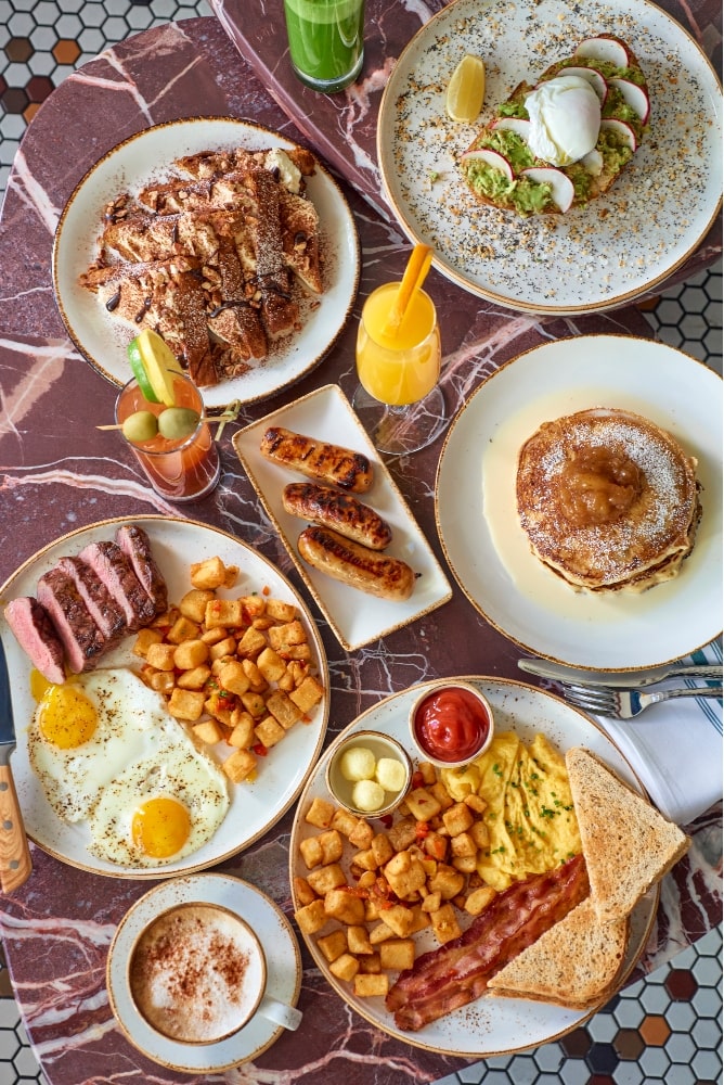 Breakfast plate with eggs and potatoes at The Dime