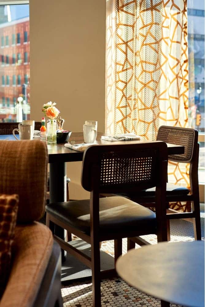 Interior details of The Dime dining room